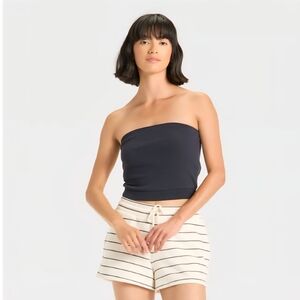Women's Leisure Studio French Terry Tube Top Universal Thread Navy Blue
